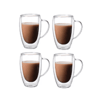 Importclick - Set 4 Mug Tazas Café Té Doble Pared Vidrio 350 Ml
