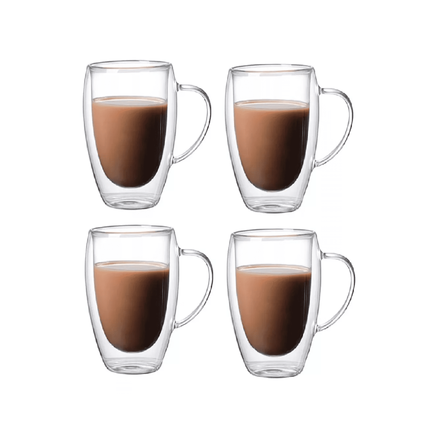 Importclick - Set 4 Mug Tazas Café Té Doble Pared Vidrio 350 Ml