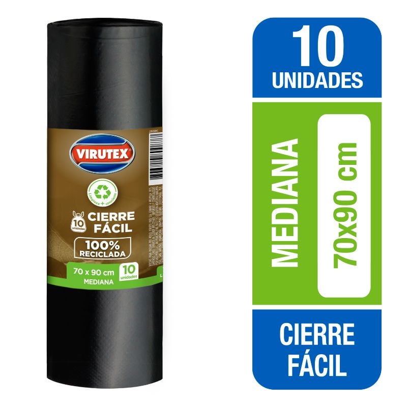Virutex - Bolsa De Basura Mediana Con Asas 70X90 Cm