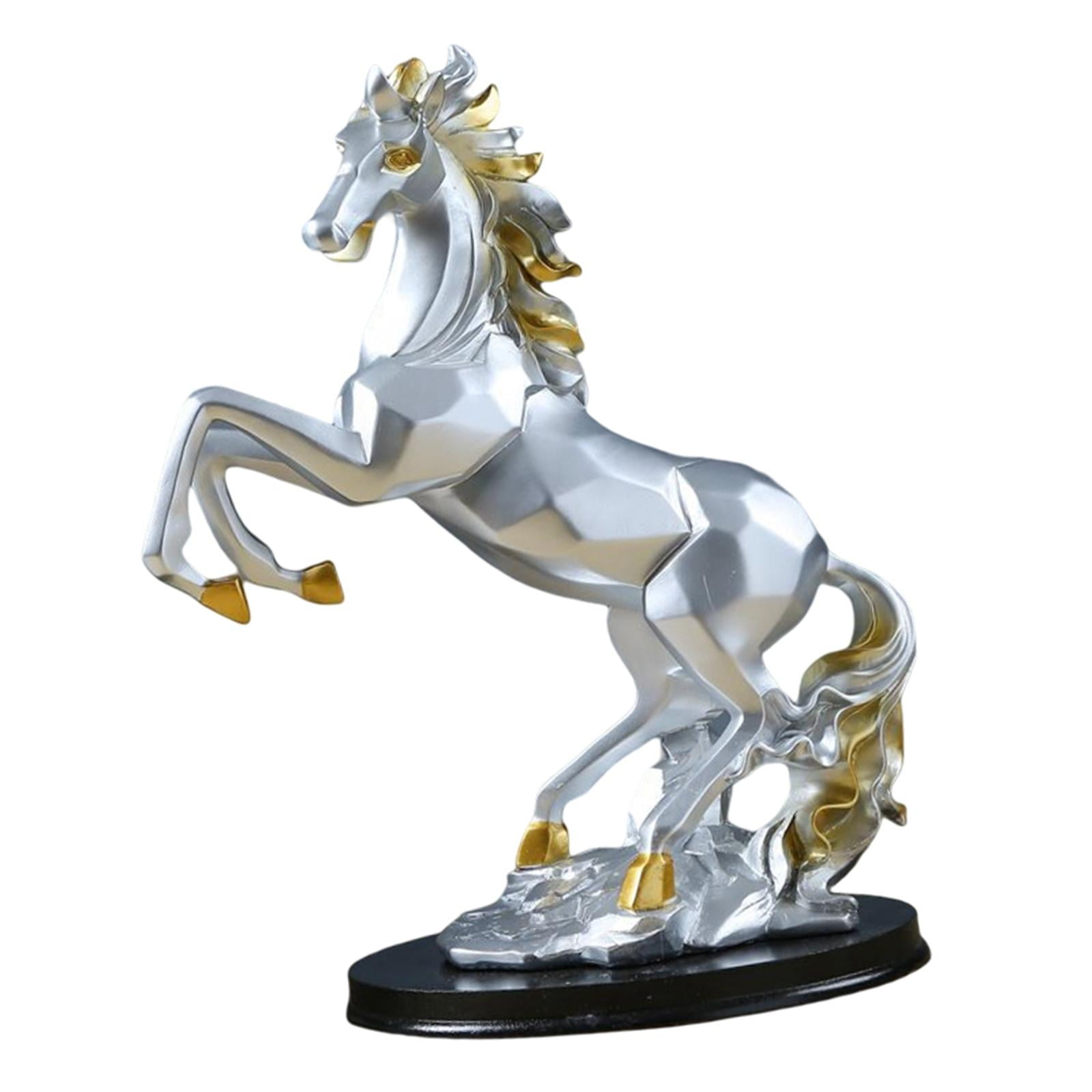 Magideal - Estatua De Resina De Caballo De Pie Para Decoración Del Hogar, Escultura De Adorno De Animales, Estatuilla De Arte De Caballo De Cría, Escultura Decor Plata