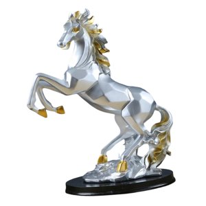 Magideal - Estatua De Resina De Caballo De Pie Para Decoración Del Hogar, Escultura De Adorno De Animales, Estatuilla De Arte De Caballo De Cría, Escultura Decor Plata