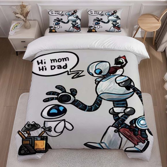3pcs Walli Eva Family Themed Bedding Set Including Duvet Cover And Pillowcases. Soft And Comfortable