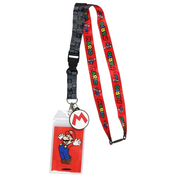 Soporte para tarjetas de identificación con cordón para Nintendo Super Mario con colgante de goma
