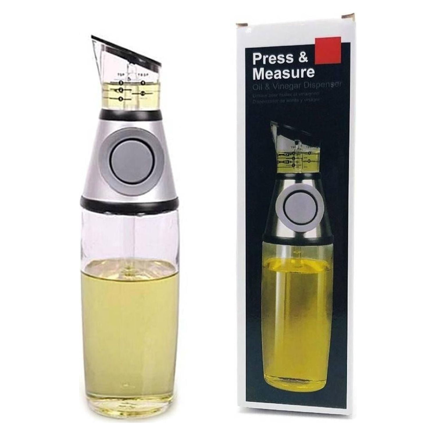 Total Click - Dispensador De Aceite O Vinagre Para Cocina 500ml Vidrio