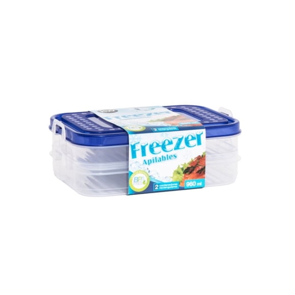 Set De Contenedor Freezer Rectangular 960ML Polipropileno 2 Piezas Transparente