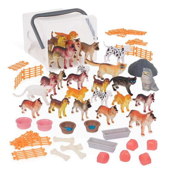 Set de animales de juguete Terra de Battat, 60 unidades, accesorios para perros y gatos