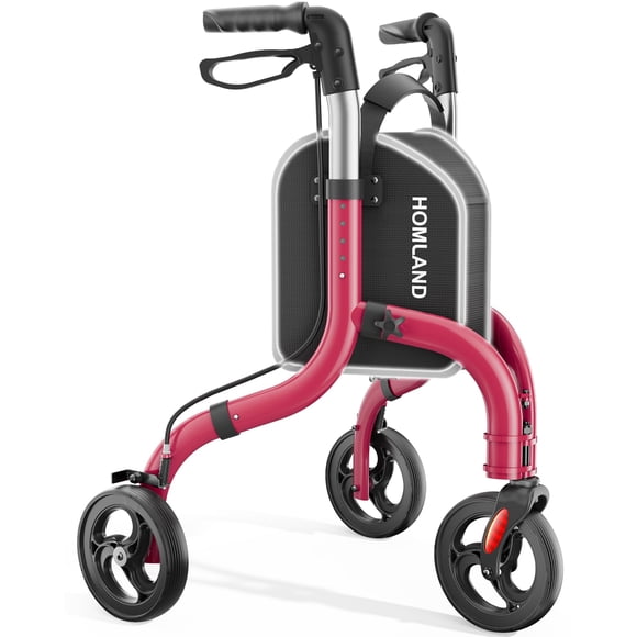 Andador HOMLAND Plegable de Aluminio Ligero con 3 Ruedas