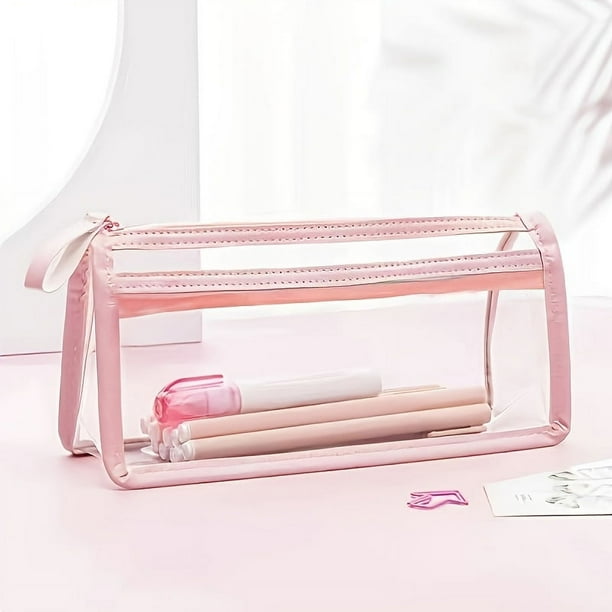 1pc Large-Capacity Transparent Double-Layer Pencil Case - Organize and Protect Your Pens and Pencils