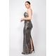 thumbnail image 3 of Saronite Vestido de Fiesta Ajustado, de Tubo, con Escote en V, sin Tirantes, Hombros Descubiertos, Abertura en la Espalda y Diseño Entrecruzado, con Lentejuelas, Negro/gris (para Mujer), 3 of 5