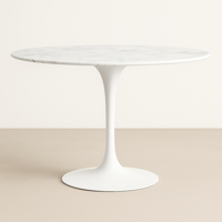 Oh! Mi Hogar ® - Mesa Tulip Redonda De Cuarzo Calacatta Soft Base Blanco 80Cm