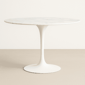 Oh! Mi Hogar ® - Mesa Tulip Redonda De Cuarzo Calacatta Soft Base Blanco 100Cm
