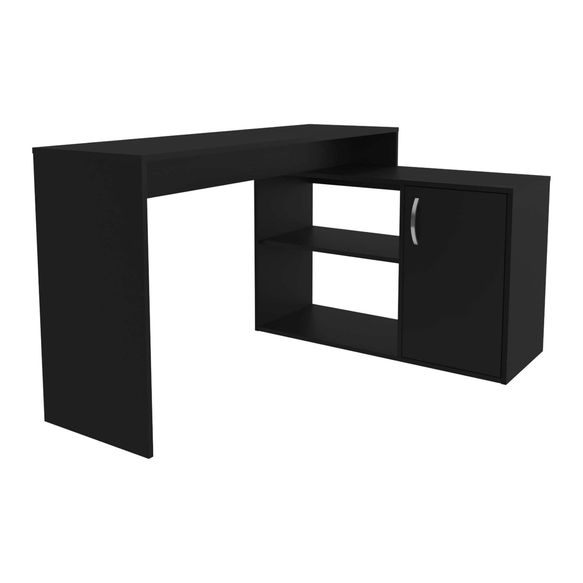 Fmfurniture - Escritorio En L 71x125x90 Cm 1 Puerta Negro