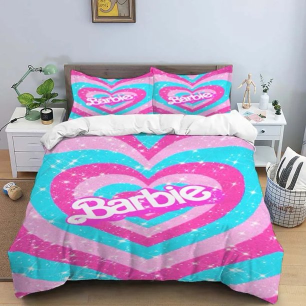 Princess Barbie Bedding Set Pink Girls Bedding 3d Cartoon Quilt Duvet Pillowcase Bed Set For children and adults Bed Sheets