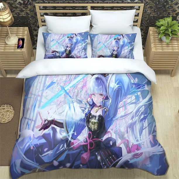 Anime Genshin Impact Bedding Set,Duvet Cover Comforter Bed Set Quilt Cover Pillowcase, Boys Girls Adults Bed Sheets
