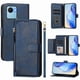 thumbnail image 1 of Funda tipo cartera para Realme C30S con bolsillo con cremallera, tarjetero, soporte, correa para la muñeca y tapa de cuero azul, 1 of 5