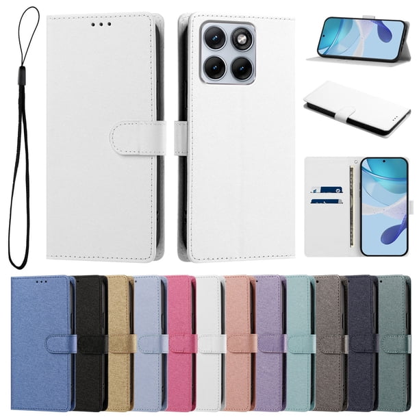 Cartera para Motorola Edge 70 Fusion con Soporte y Correa, Blanco