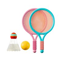 Magideal - Juego De Bádminton Y Tenis Para Niños, Juego De Raquetas De Tenis, Regalo De Juego, Raqueta De Tenis Para Niños, Niñas Y Niños, Jugadores Principiante Rosado Azul