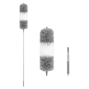 Bothyi - Limpiador De Cepillo De Plumero De Microfibra Para Muebles, Coches, Techo Alto, Gris, Blanco, 1,4 M