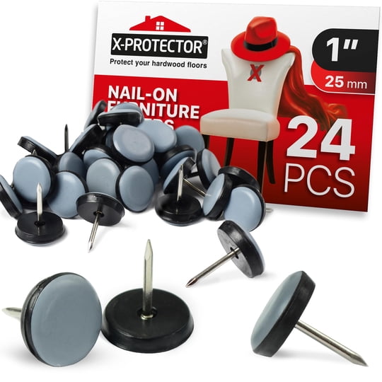 Deslizadores Para Sillas X-protector De 1" Con Clavo, Protectores De Piso, 24 Piezas