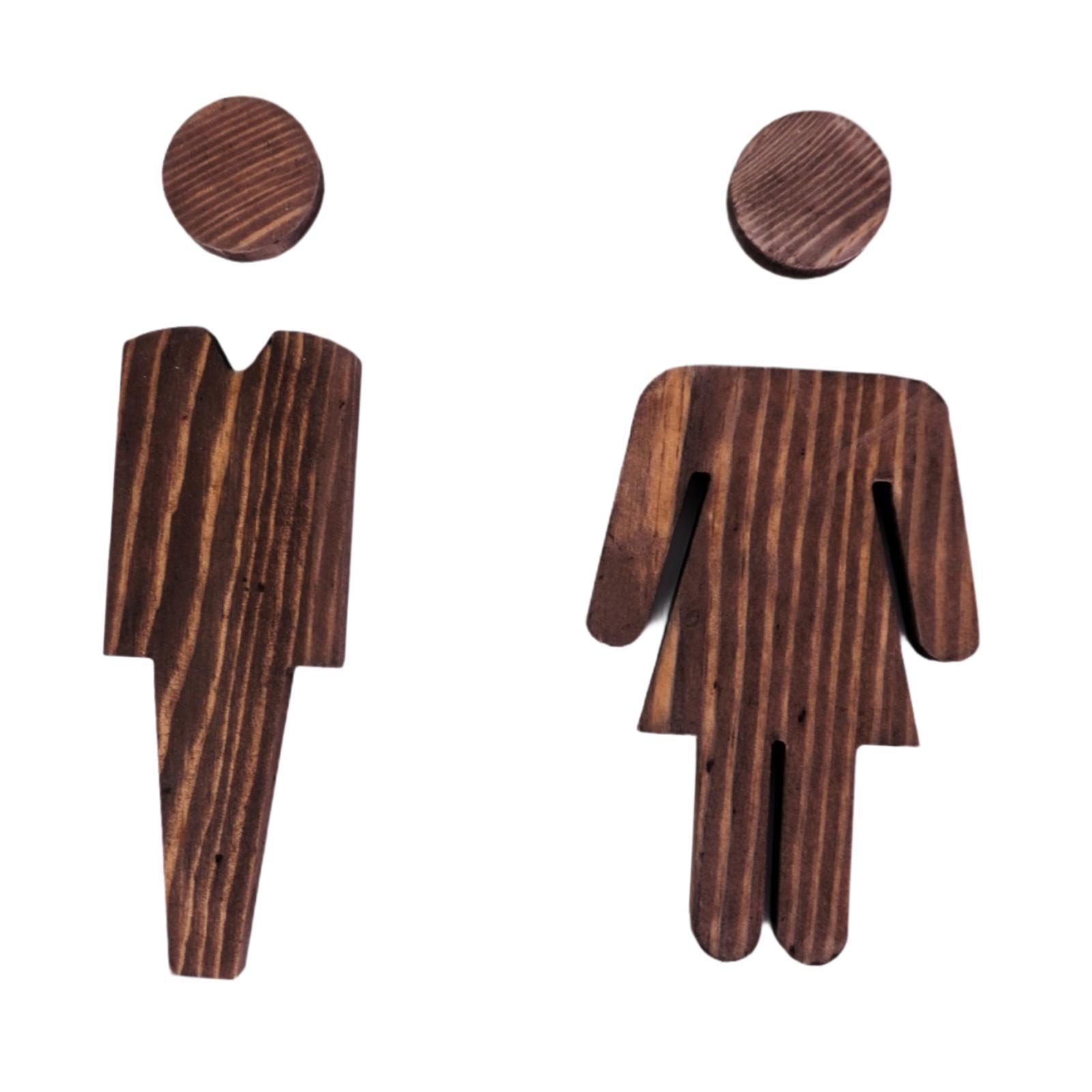 Bothyi - 2X Placa De Madera Para Letrero De Baño Etiqueta Para Puerta De Baño Para Pared/Puerta De Oficina De Hotel 13 Cm Y 13 Cm Marrón