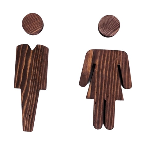 Bothyi - 2X Placa De Madera Para Letrero De Baño Etiqueta Para Puerta De Baño Para Pared/Puerta De Oficina De Hotel 13 Cm Y 13 Cm Marrón