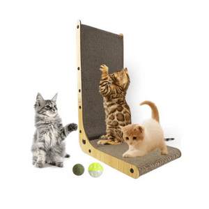 Genérico - Rascador Vertical Diseño L Cartón Corrugado Gatos Café