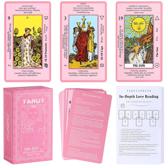 Juego de cartas de tarot Myripoly Pink para principiantes con guía