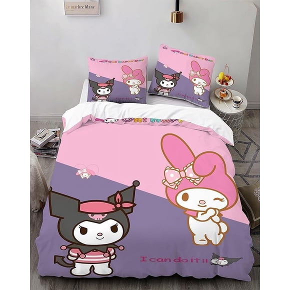Cart-oon Bunny -3-Piece Be-d Set -Warm and- Comf-ortable -Kawaii- Beddi-ng Se-t Cute S-oft Mic-rofiber Bedclothe-s for Bo-ys Girls Ki-ds -King