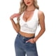 thumbnail image 1 of INSPIRE CHIC Top de Mujer de Encaje Floral sin Mangas con Escote en V Profundo y Transparente, Camiseta Corta XL Blanca, 1 of 6