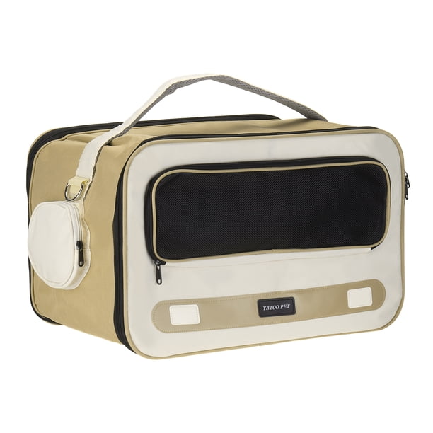 Uxcell Transportadora para Gatos, Transportadora Transpirable para Perros, Estuche para Mascotas de hasta 14.3 lbs, Caqui