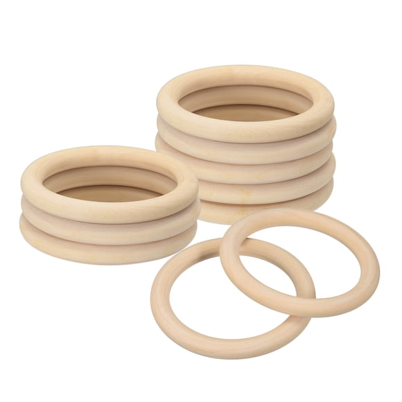 Uxcell Paquete de 10 Anillos de Madera Natural de 3.54", Círculos de Madera Lisos Sin Terminar de 10mm de Grosor