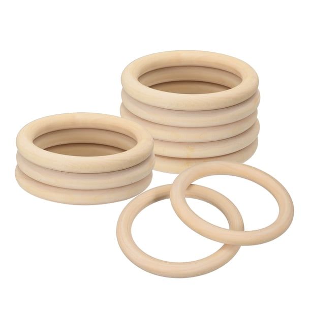 Uxcell Paquete de 10 Anillos de Madera Natural de 3.54", Círculos de Madera Lisos Sin Terminar de 10mm de Grosor