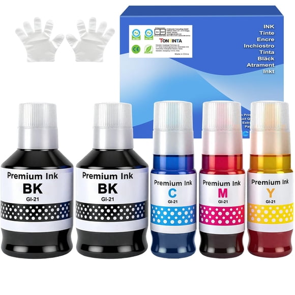 Botellas de tinta TONTINTA GI-21, pack de 5, alta capacidad, 170 ml