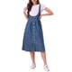 thumbnail image 1 of INSPIRE CHIC Vestido con Tirantes para Mujer Botón Frontal Clásico Cuello en U Peto Vaquero Midi con Bolsillos M Azul, 1 of 6