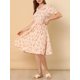 thumbnail image 5 of INSPIRE CHIC Vestido Vintage de Mujer con Cuello Peter Pan, Cintura Alta, Midi Flowy, Manga Abullonada, Floral, XS Rosa, 5 of 7