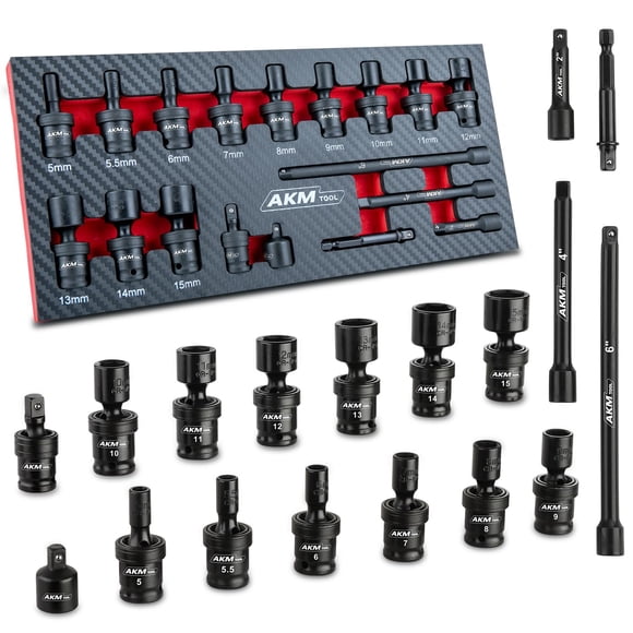Juego de Dados de Impacto Universal AKM TOOL de 1/4" de 18 Piezas