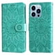 thumbnail image 3 of Funda tipo cartera FOXDOCK para iPhone 13 Pro , diseño girasol en relieve, cuero PU, cierre magnético, soporte y tarjetero, 3 of 5