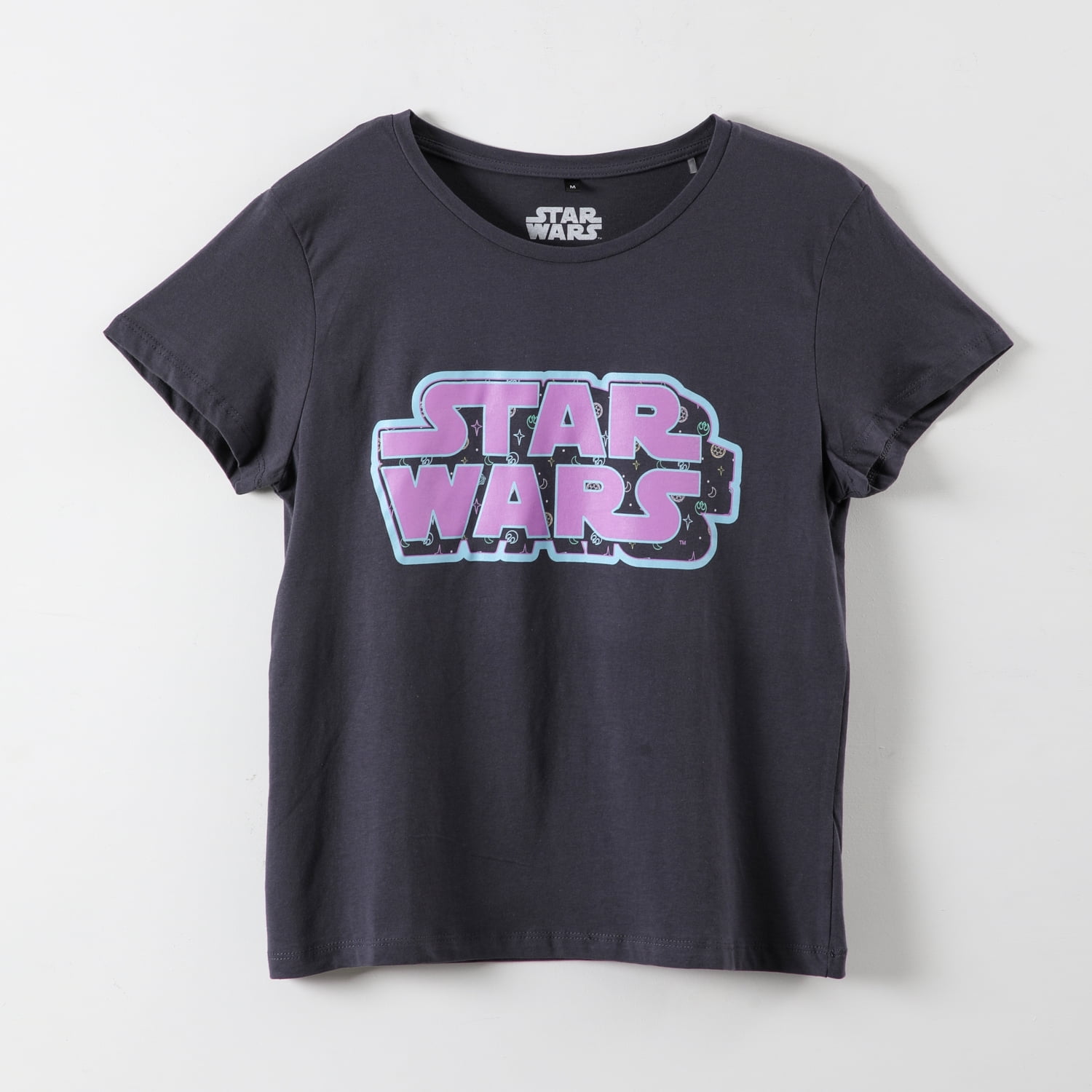 Polera Manga Corta Mujer Logo Negro Star Wars