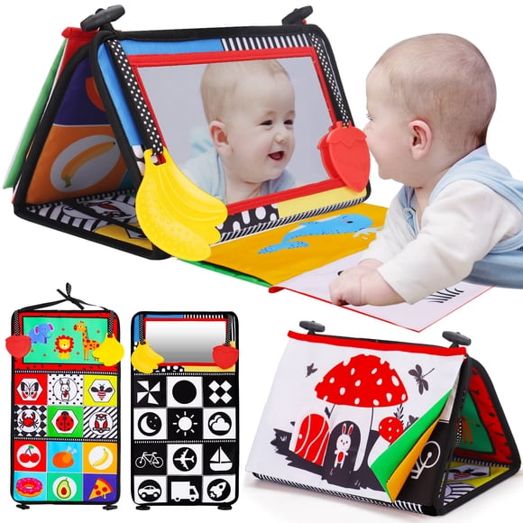 Tummy Time Baby Mirror, juguete infantil, con libro y mordedor