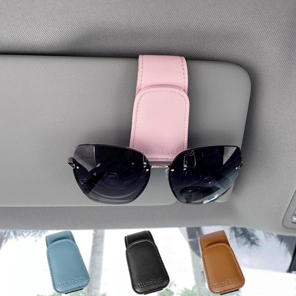 Soporte para gafas de sol TILDOSAC de cuero rosa para visera de coche