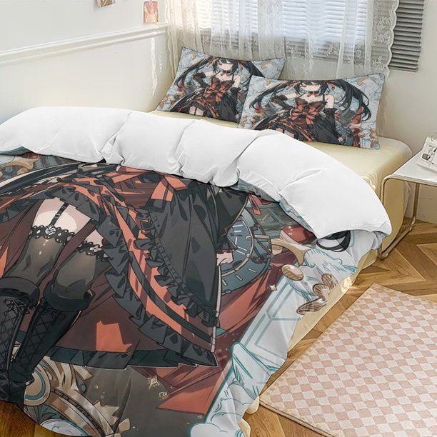 DATE A LIVE Anime Home Bed 3-piece Set Classic Japanese Anime Polyester Wash Student Dormitory Set