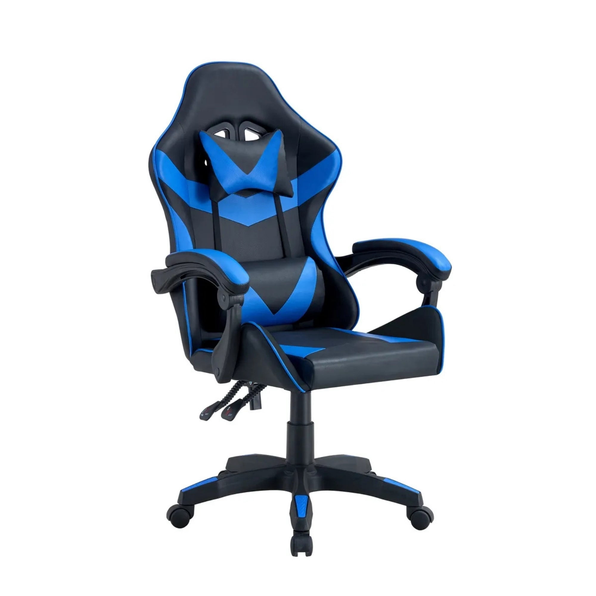 Arthome - Silla Gamer Tokio Ergonómica Negro Y Azul Reclinable Con Cojines