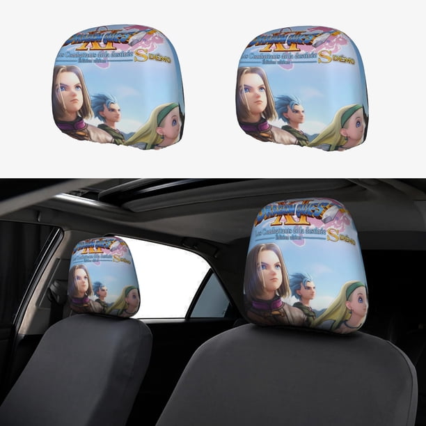 Dragon Quest Funda Protectora Universal para Reposacabezas de Coche, Funda Elástica para Reposacabezas de Asiento de Auto, Funda de Tela Antipolvo, Accesorios de Interior 2 Piezas