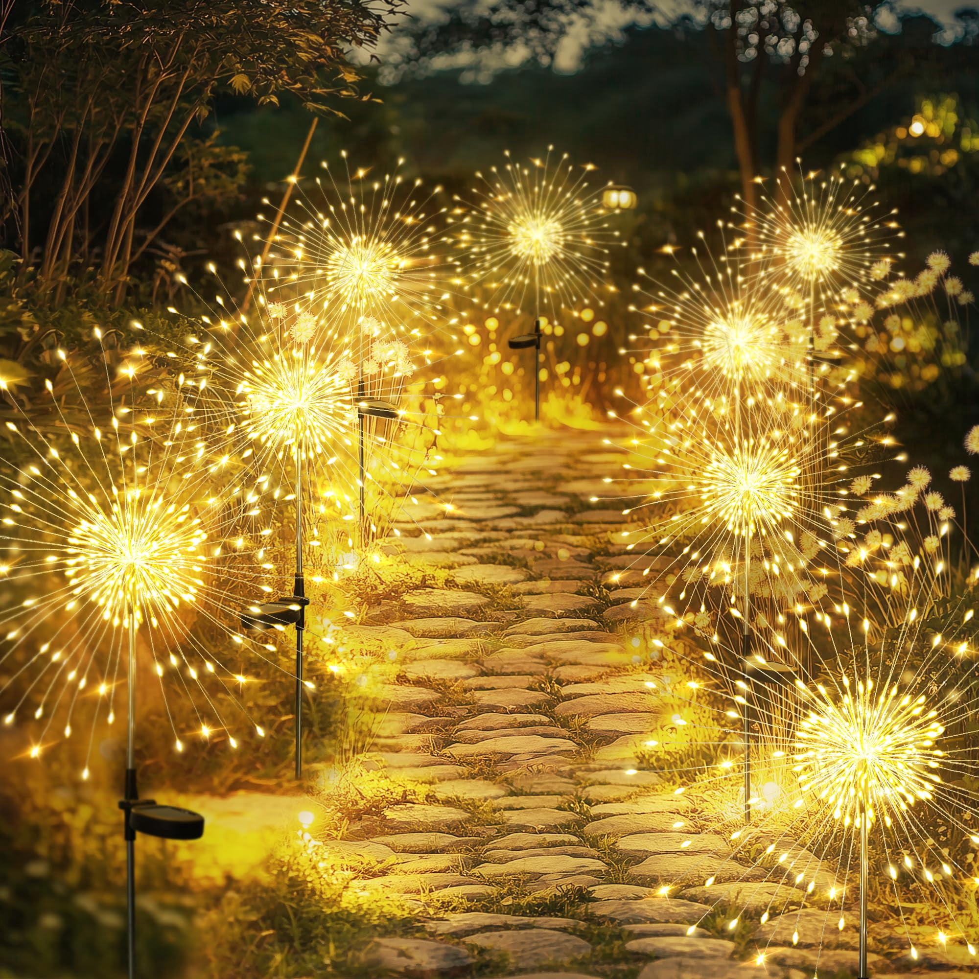 Luces Solares Para Jardín Gigalumi, 120 Led, Paquete De 2, Color Blanco Cálido
