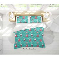 Milsleep - 3D Cartoon Barcos Ballena Patrón Funda De Edredón Set Ropa De Cama Set Funda Nórdica