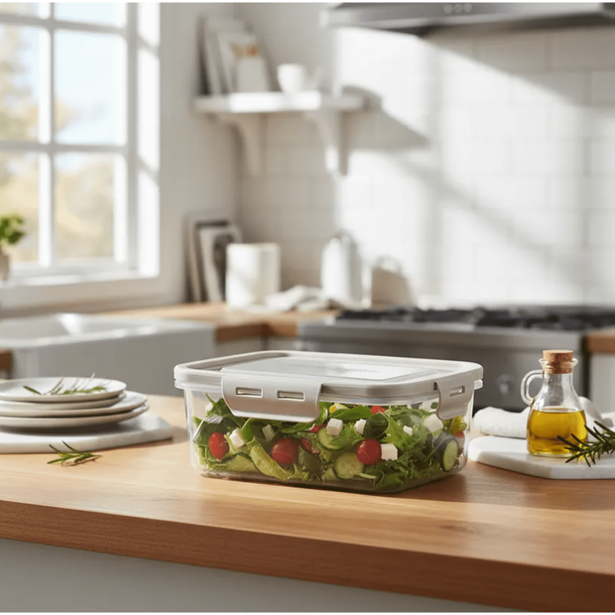 Genérico - Contenedor Hermético Táper Plástico Alimentos 21.5x15.5x8cm