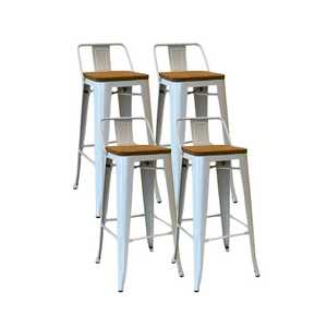 Habita2 Chile - Pack 4 Taburetes Tolix Asiento De Madera 64Cm - Blanco