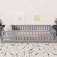 thumbnail image 1 of Queen Size Floor Bed with Fence,Door,Rubber Wood Floor Bed with Safety Guardrails,Grey, 1 of 3