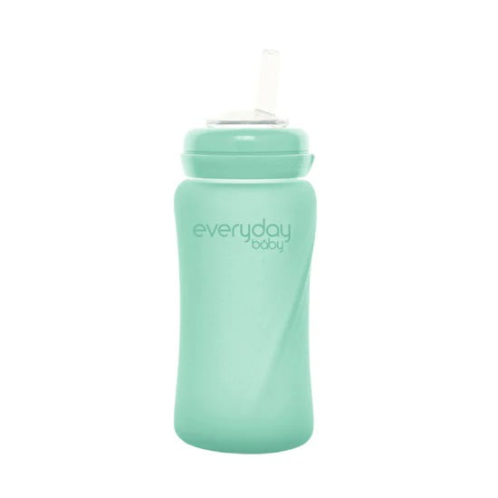 Mamadera De Vidrio Con Bombilla, 240 Ml, Color Verde, Everyday Baby