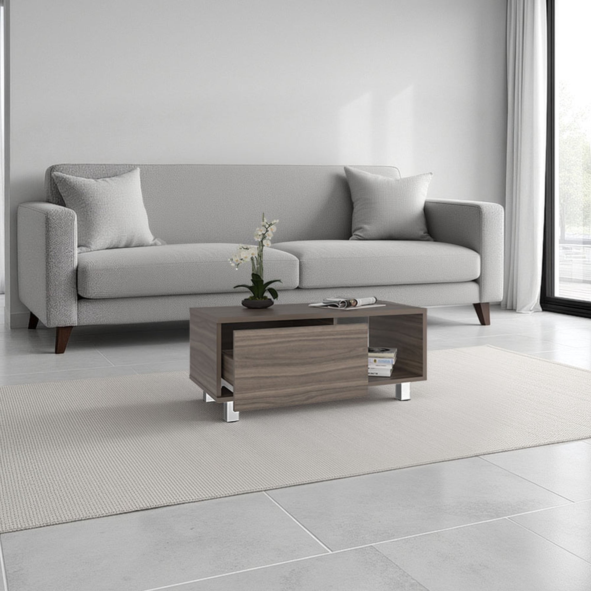 Tuhome - Mesa De Centro 1 Cajón Torence Avellana 35x80,1x40,1 Cm